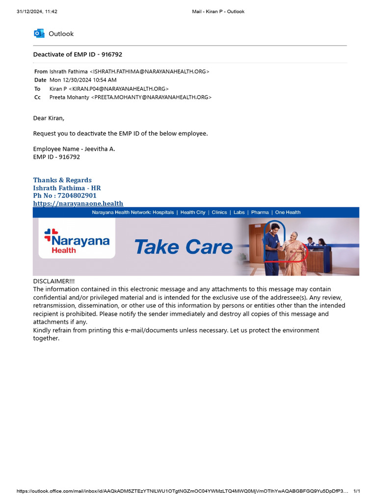 Mail From HR Team | PDF