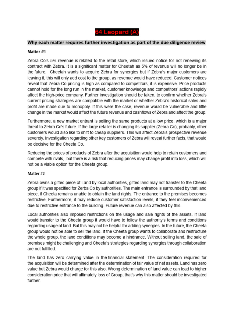 64 Leopard+ 2 | PDF | Mergers And Acquisitions | Due Diligence