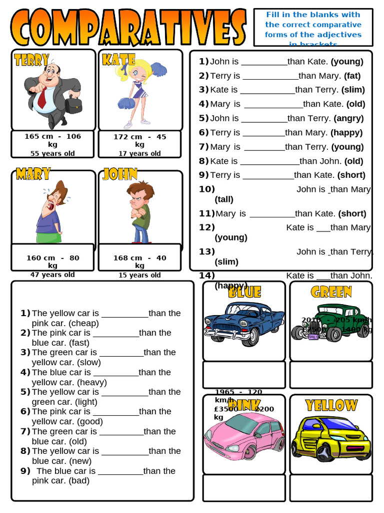 Comparative Adjectives Practice Worksheet | PDF