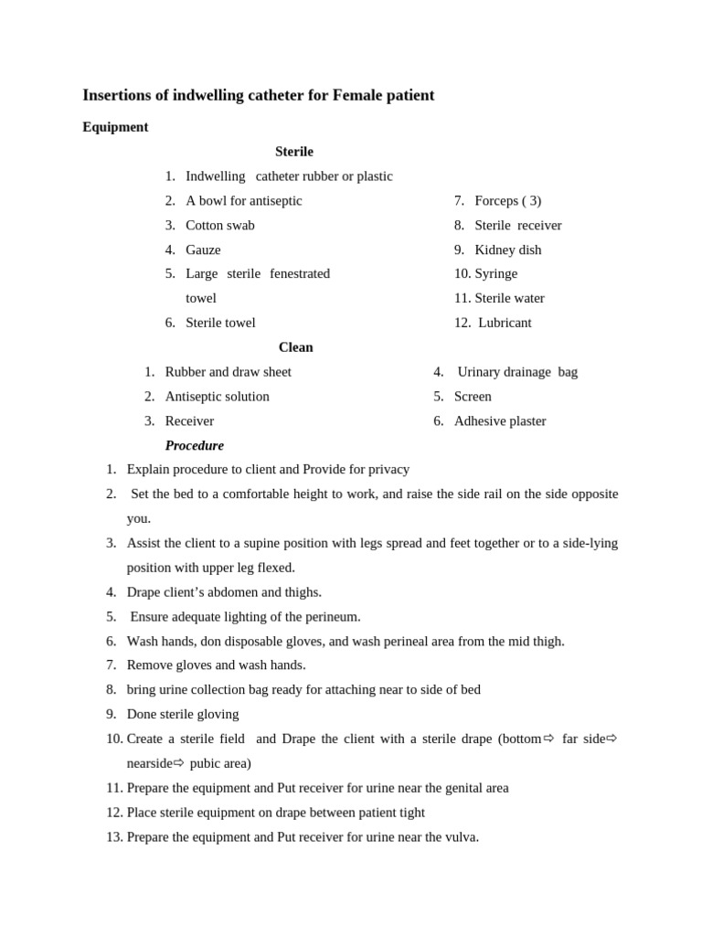Indwelling Catheterization Procedure Guide | PDF | Labia | Catheter