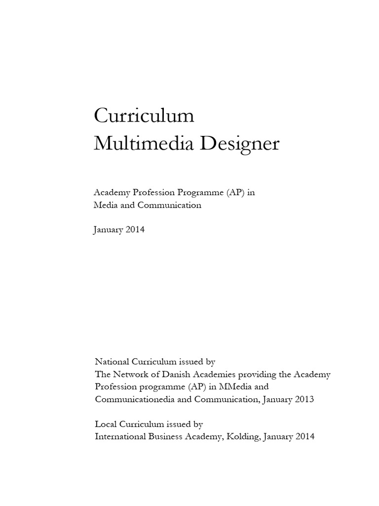 2014 01 01 Curriculum Multimedia Design Part II Institutional | PDF ...