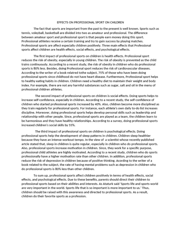 Positive Impacts of Pro Sports on Kids | PDF | Sports | Obesity