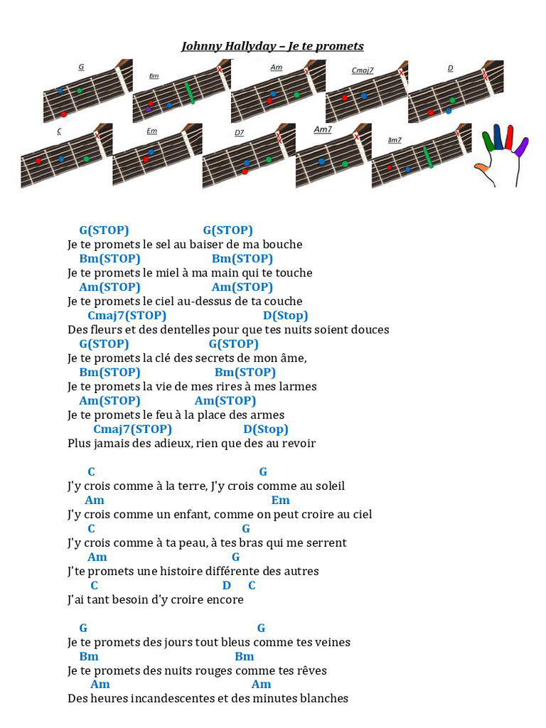 Paroles et accords de "Je te promets" | PDF