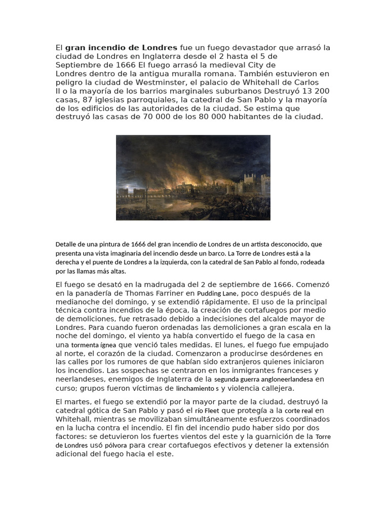 Gran incendio de Londres 1666 | PDF