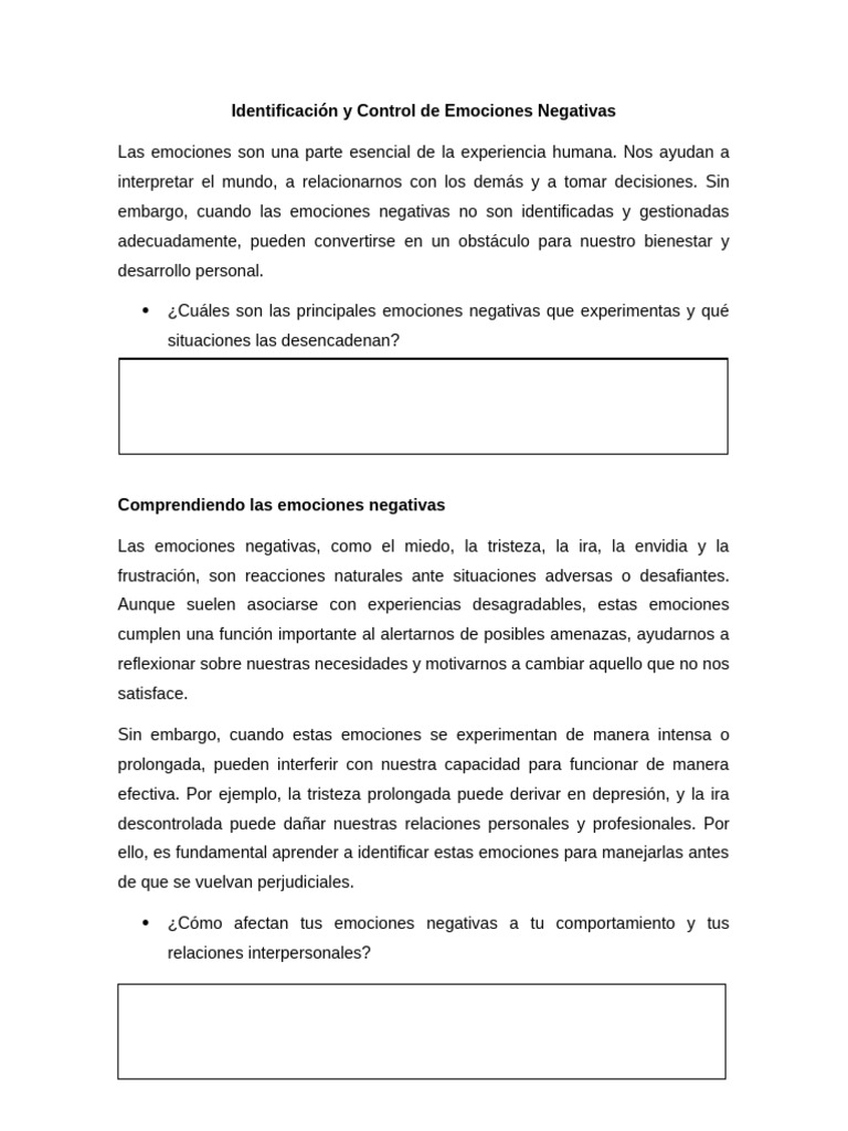 Identificación y Control de Emociones Negativas | PDF | Las emociones | Ira
