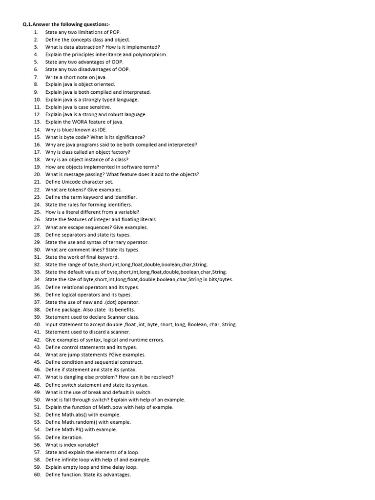 Theory Questions for Viva | PDF | Constructor (Object Oriented ...