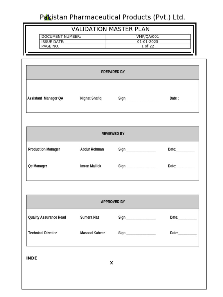 Validation Master Plan for Pharmaceuticals | PDF | Verification And ...