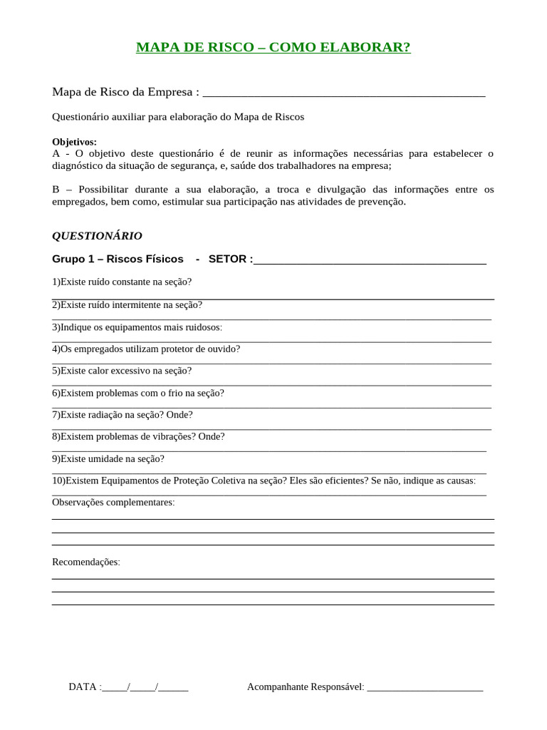 Elaboração de Mapa de Risco Empresarial | PDF | Máquinas