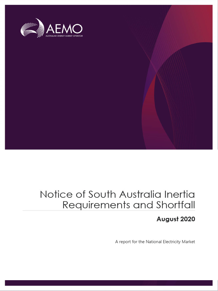 2020 Notice of South Australia Inertia Requirements and Shortfall | PDF ...