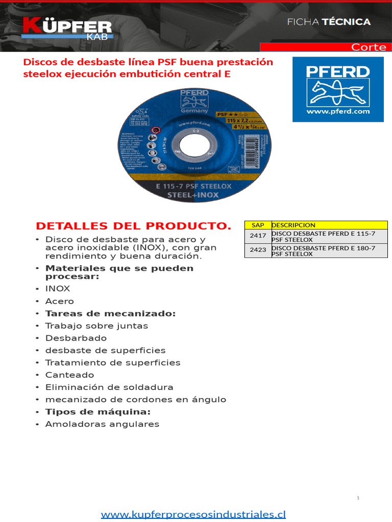 Dischi Sgrossatura PFERD E 115-7 PSF STEELOX - 10 Pezzi Per Acciaio E Inox, Grana 24