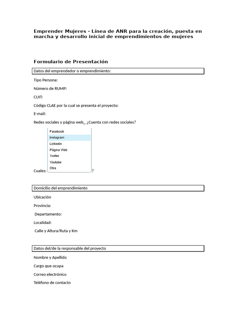 Emprendimientos Femeninos: Guía ANR 2023 | PDF