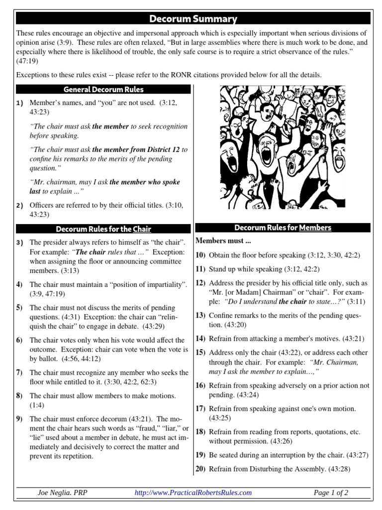 Decorum Summary | PDF | Public Law | Government