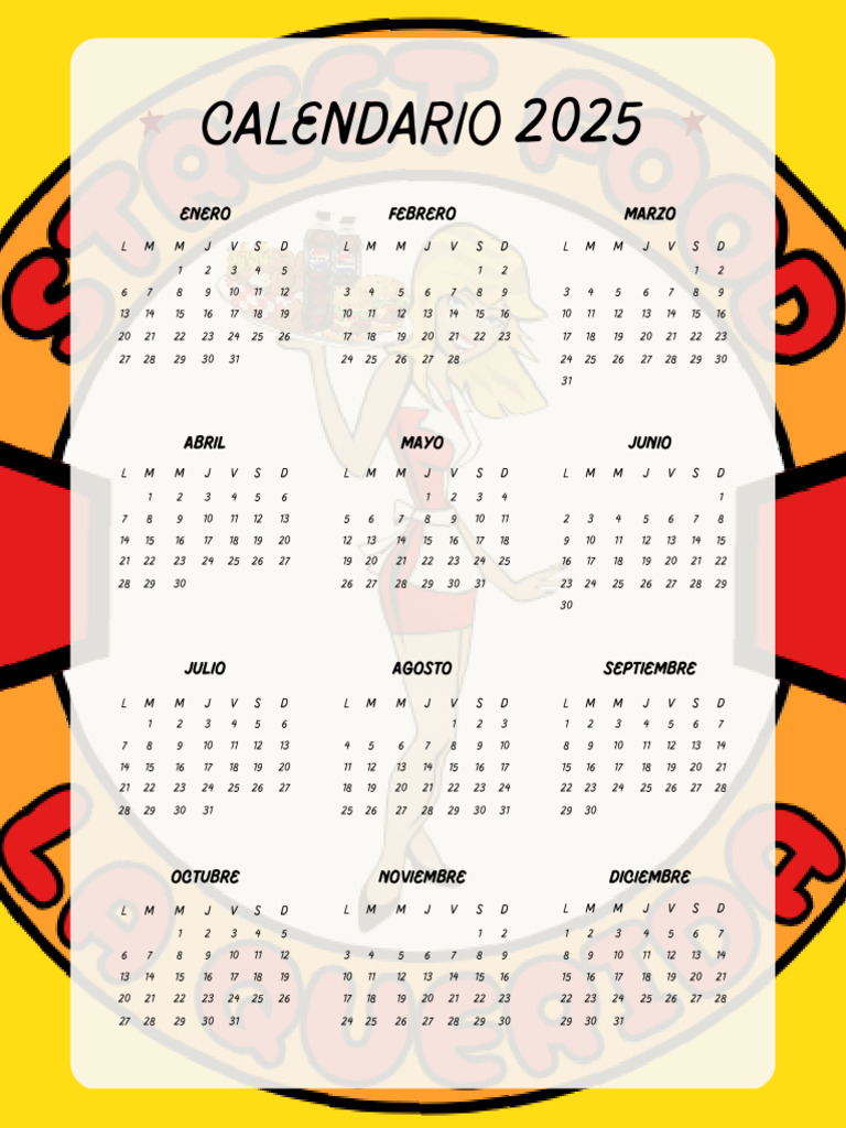 Agenda Anual Calendario 2025 Almanaque Documento A4 Imprimible
