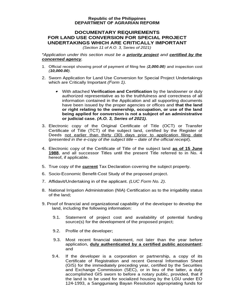 Land Use Conversion Requirements Philippines | PDF | Justice | Crime ...