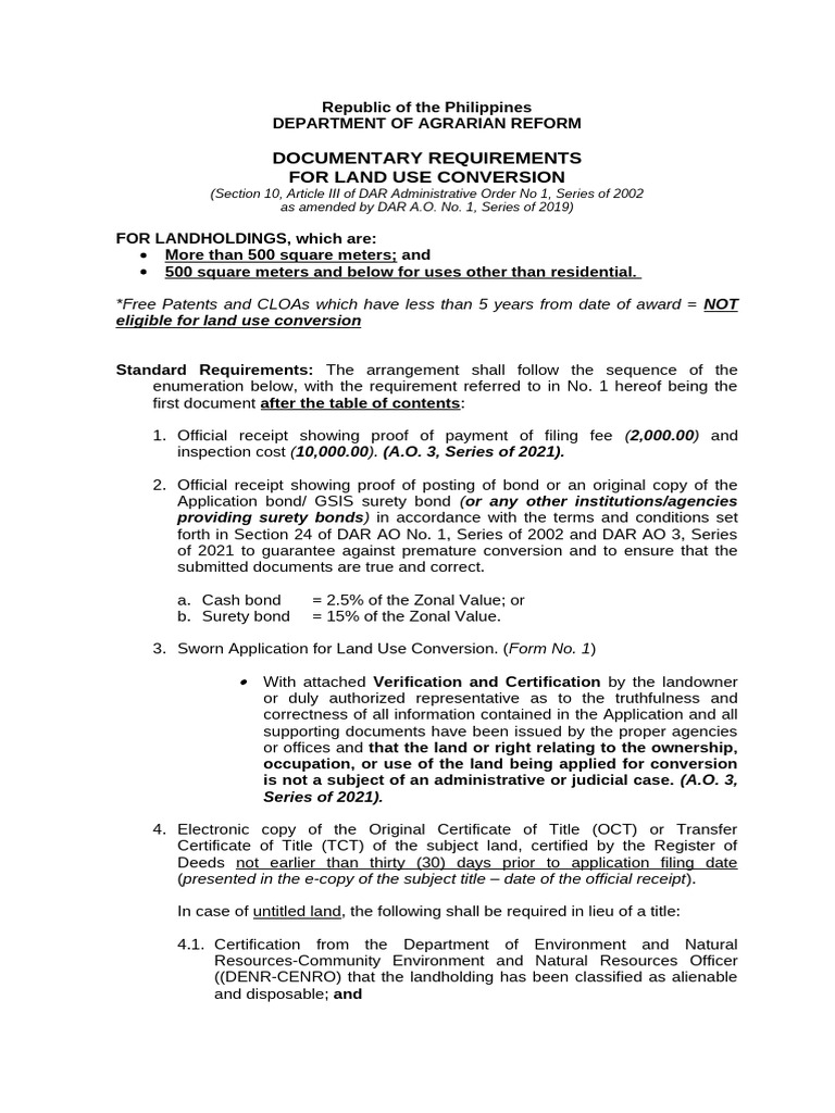 Land Use Conversion Requirements Philippines | PDF | Glossary Of Patent ...