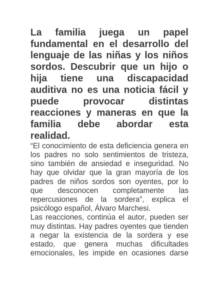 La Familia Juega Un Papel Fundamental en El Desarrollo Del Lenguaje de ...