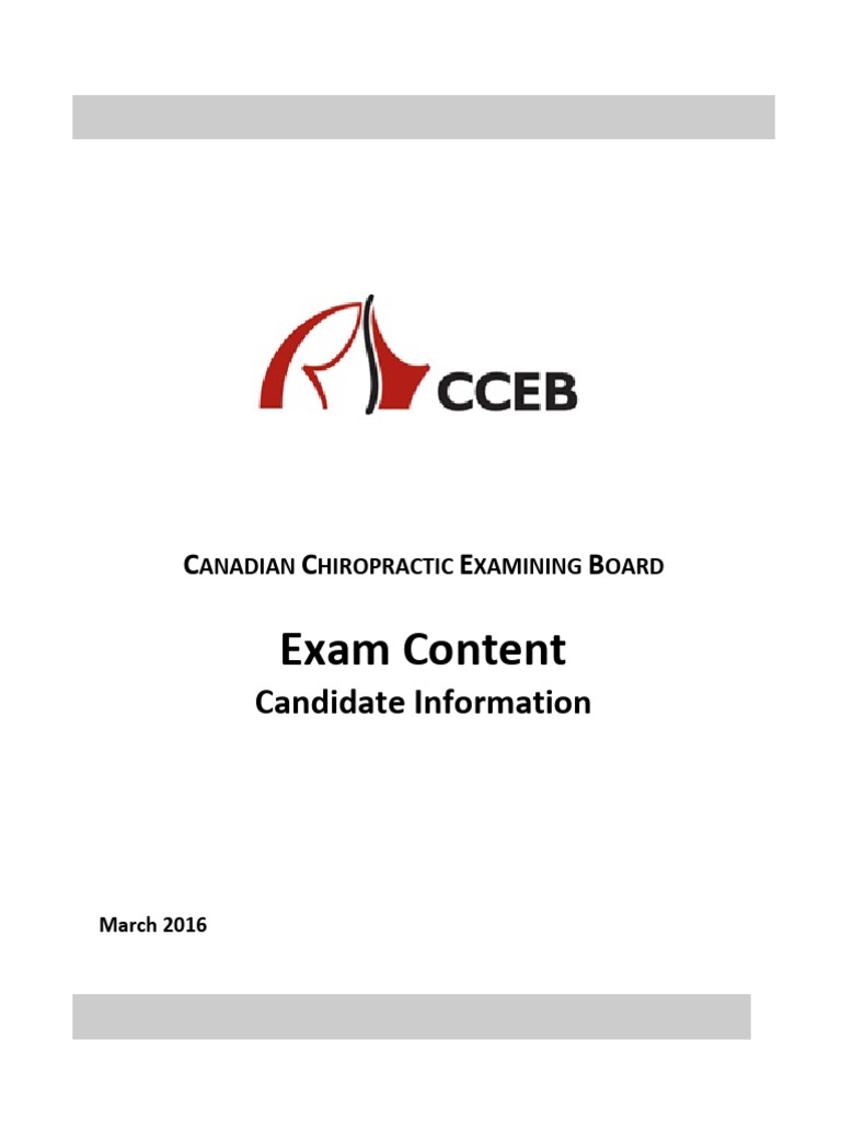 CCEB Exam Content Overview 2016 | PDF | Chiropractic | Medical Diagnosis