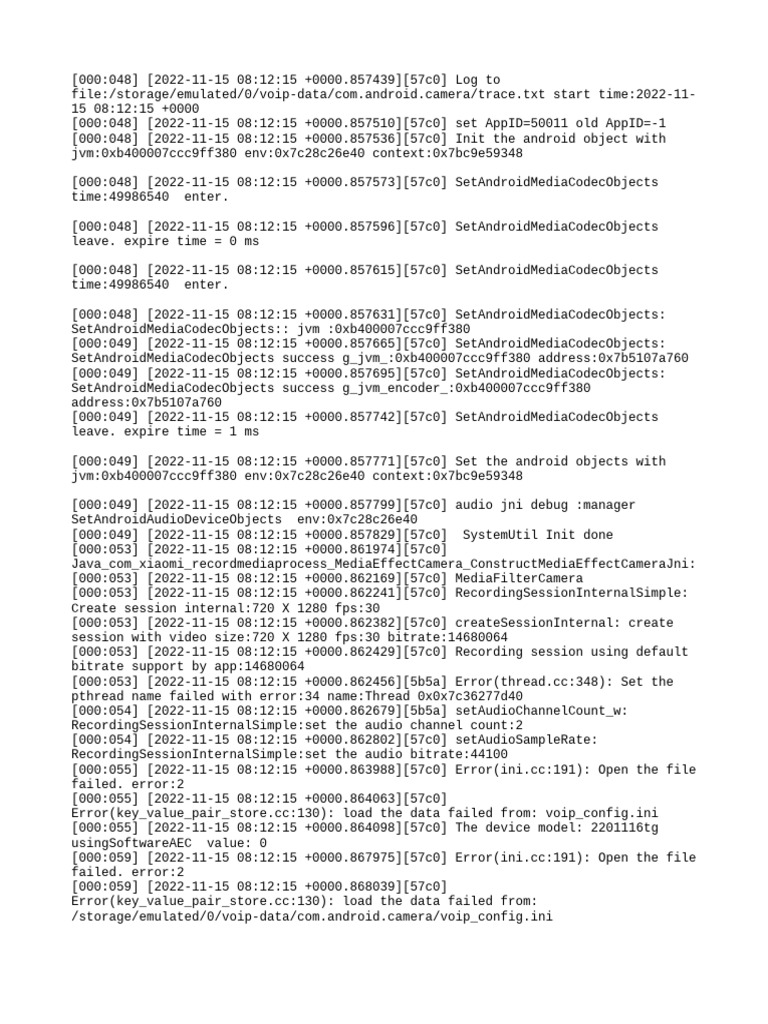 Android Camera Audio Initialization Log | PDF | Sampling (Signal ...