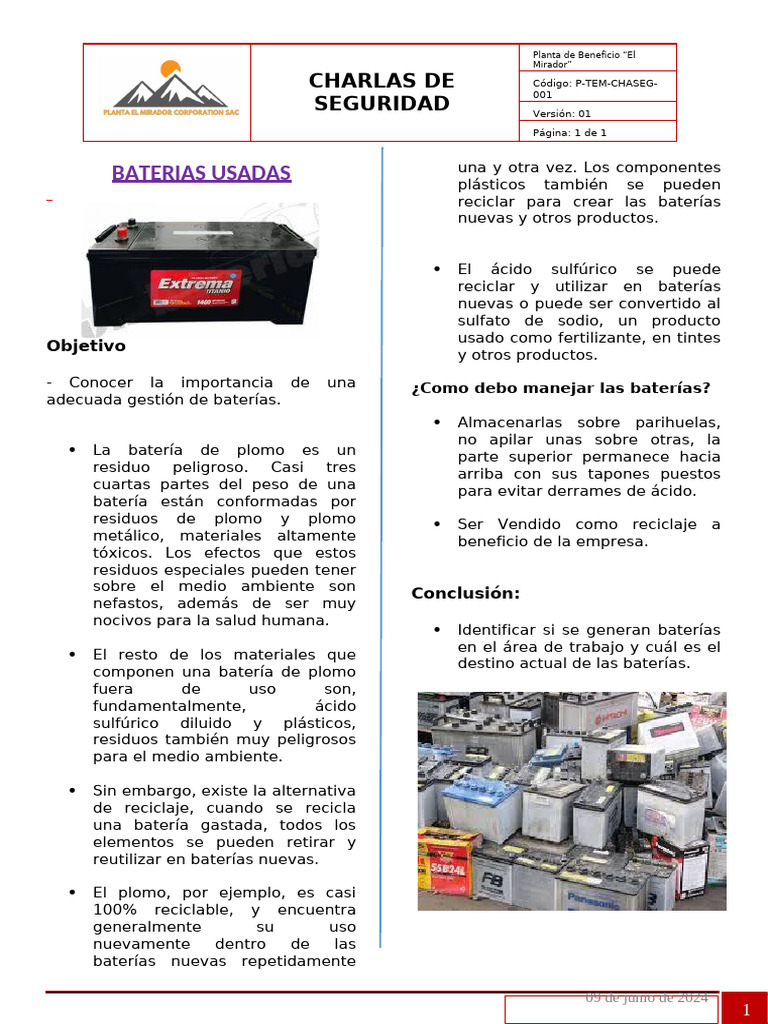 Gestión y Reciclaje de Baterías Usadas | PDF | Reciclaje | Residuos