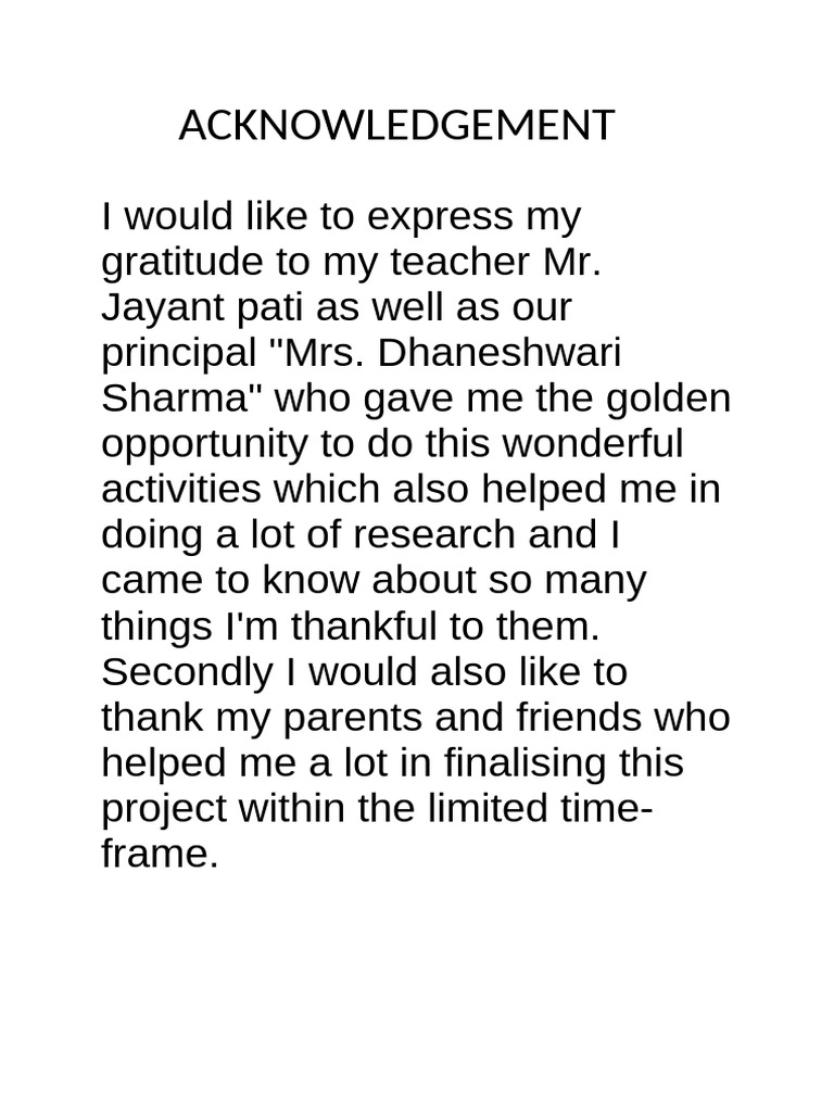 Acknowledgement | PDF