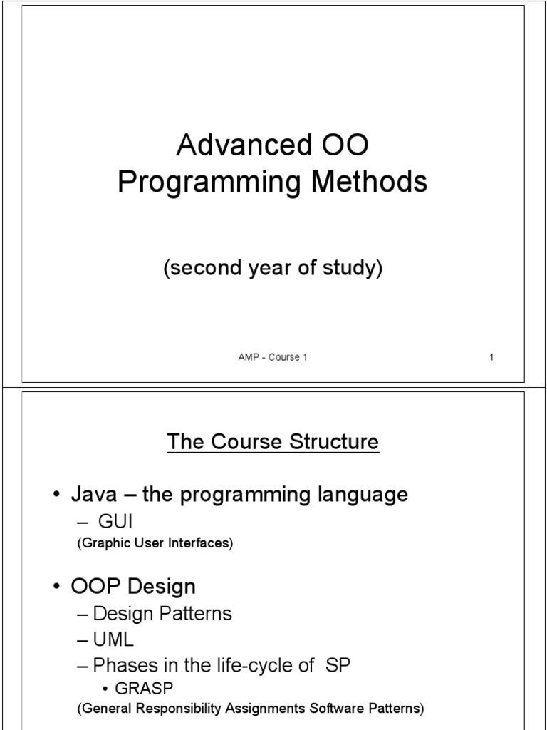 Advanced OO Programming Methods: (Second Year of Study) | PDF | Java ...