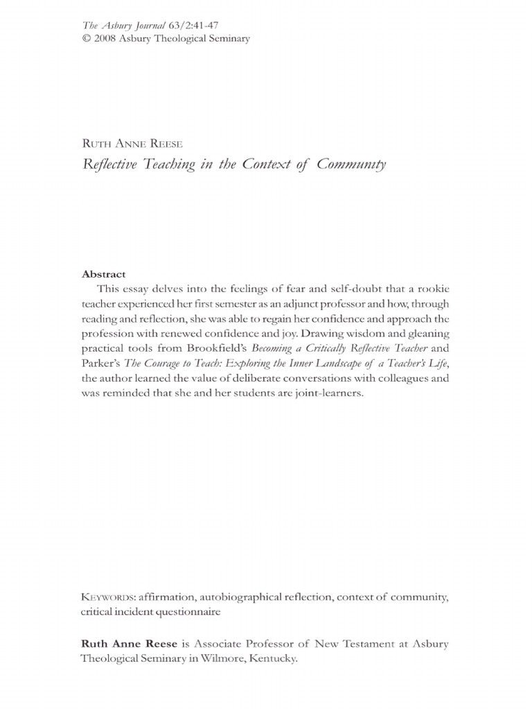 Overcoming Teaching Fears: A Reflection | PDF | Teachers | Cognition