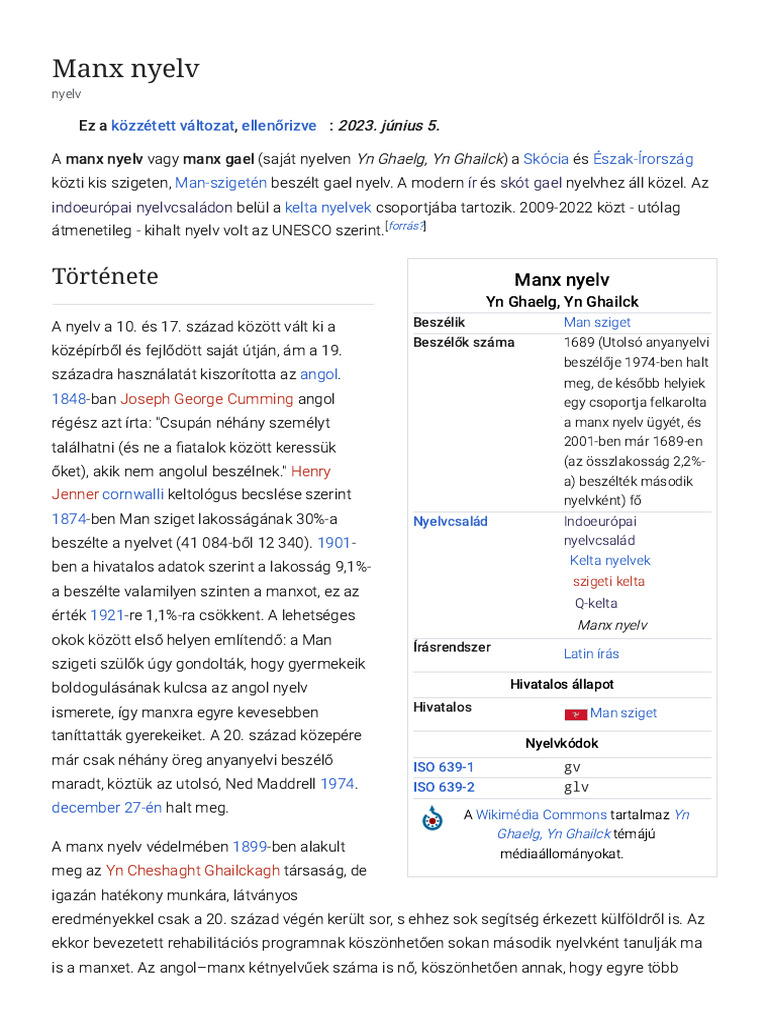 Manx Nyelv | PDF