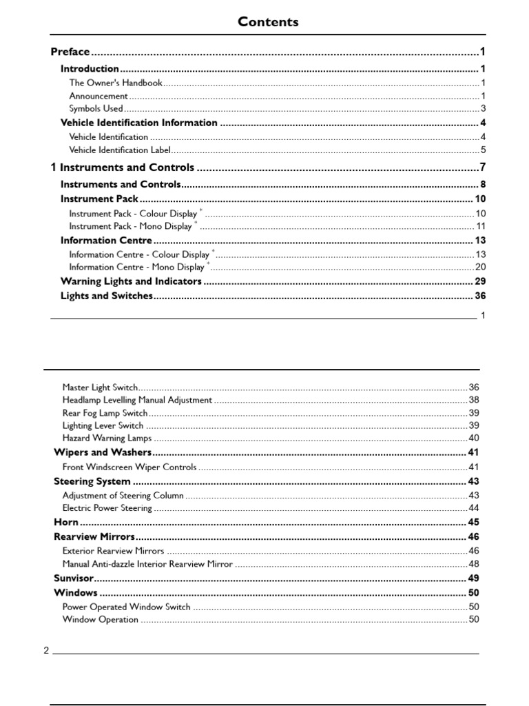 Vehicle Owner's Handbook Overview | PDF | Vehicle Technology ...