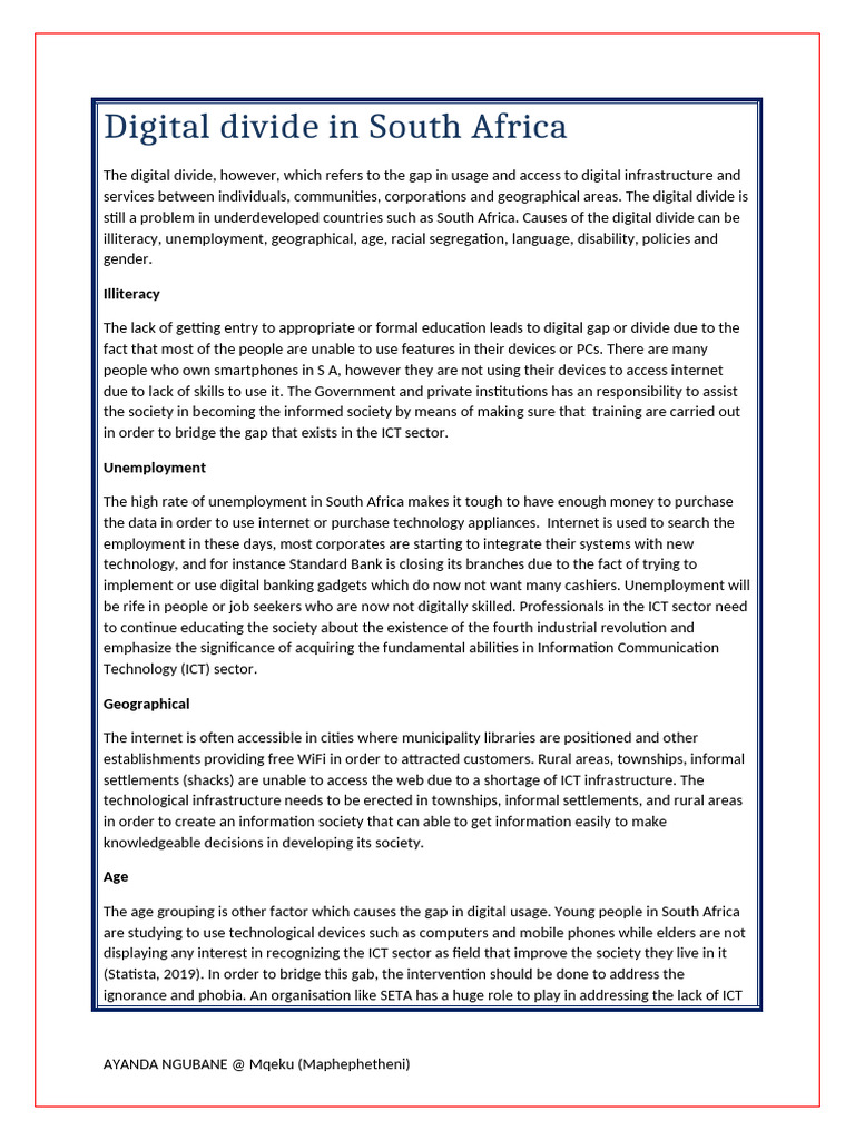 Bridging South Africa's Digital Divide | PDF | Information And ...
