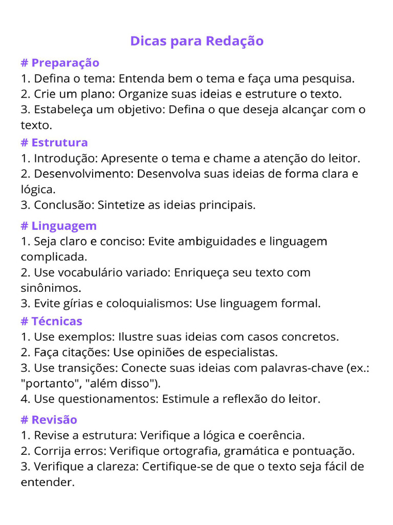 Dicas para Redação | PDF