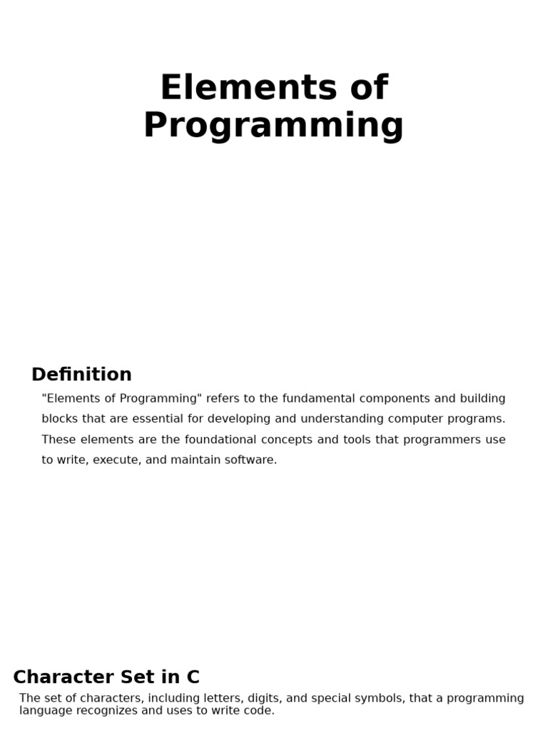 Elements of Programming | PDF | Integer (Computer Science) | Computer ...