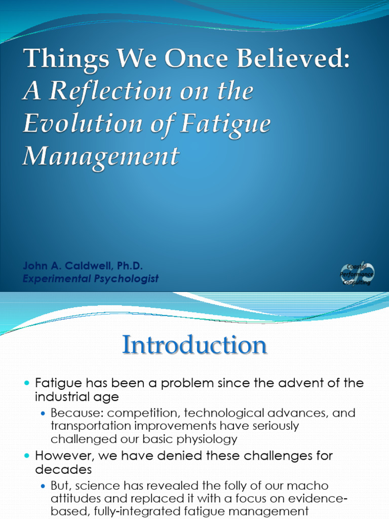 Evidence-Based Fatigue Management Insights | PDF | Sleep | Sleep ...
