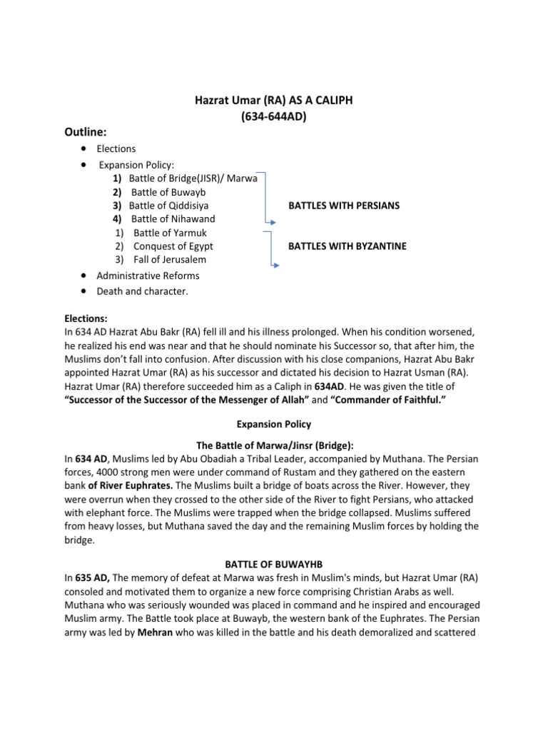 2. Hz Umer (Ra) | PDF | Umar | Caliphate