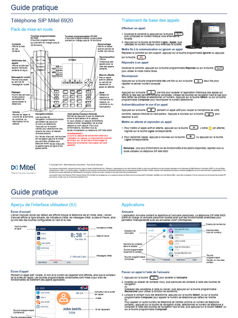 6920 Quick Reference Guide FR | PDF | Téléphone | Marque déposée