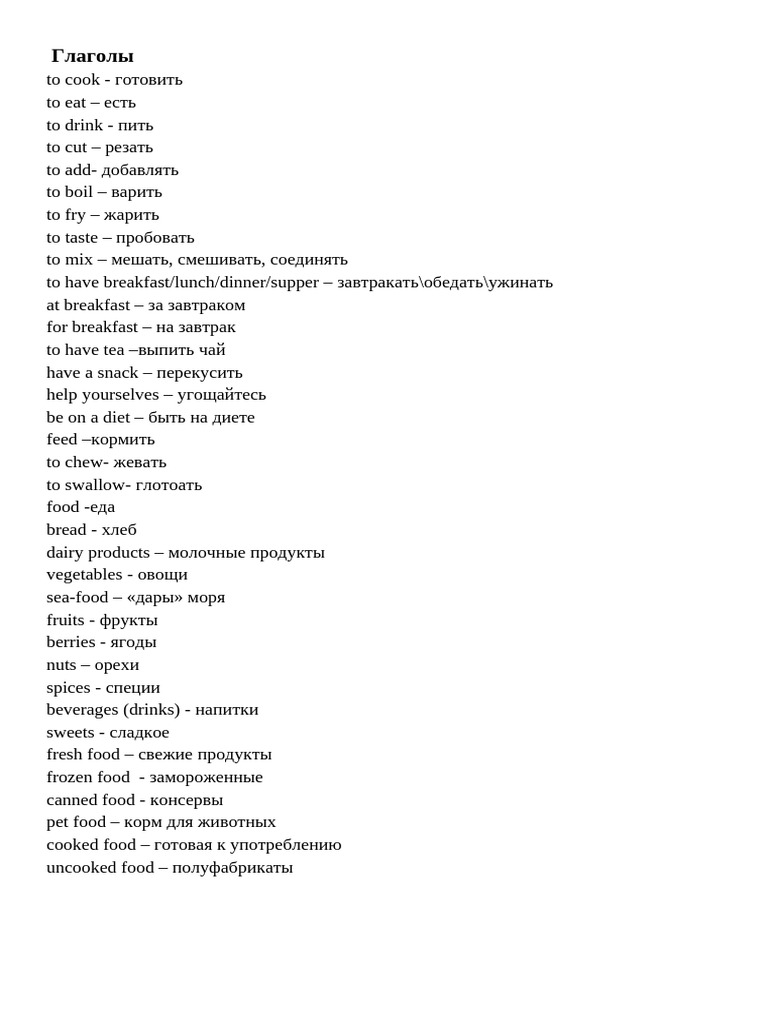 Words Food | PDF