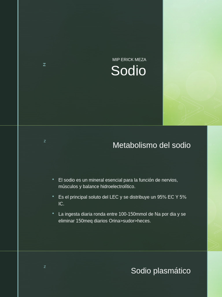 Metabolismo y Trastornos del Sodio | PDF | Sodio | Especialidades Medicas