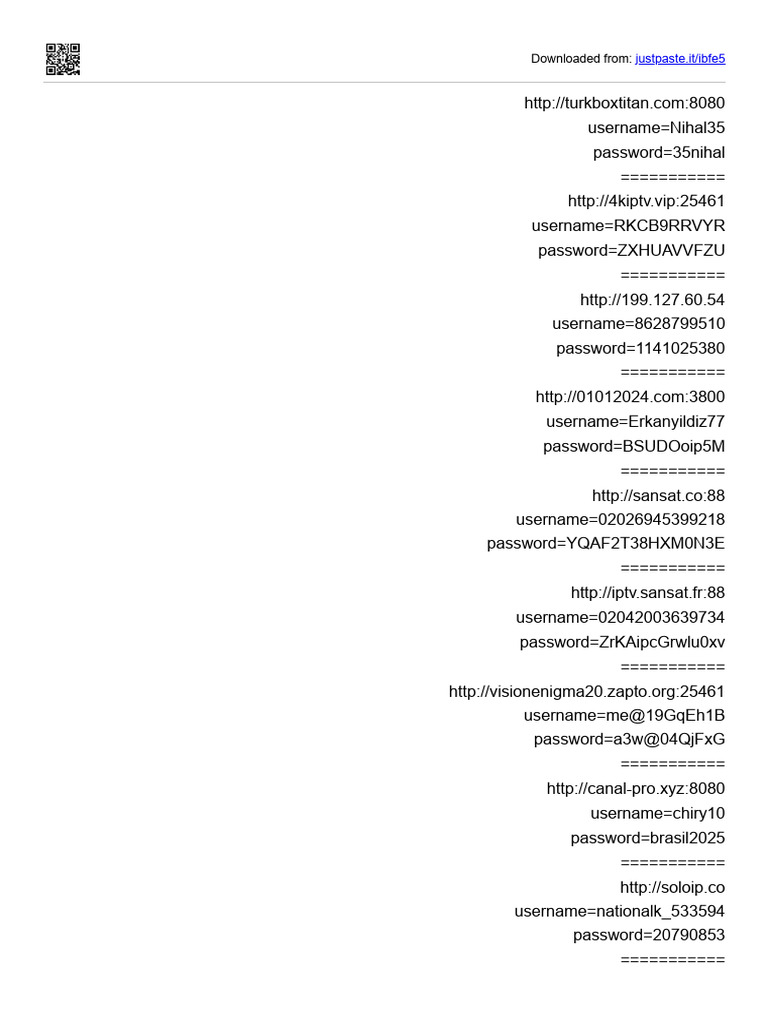 IPTV Login Credentials List | PDF