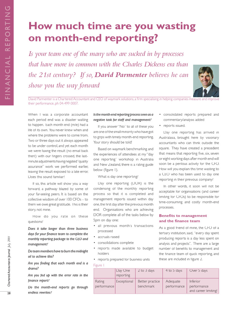 Streamlining Month-End Reporting Process | PDF | Chief Financial Officer