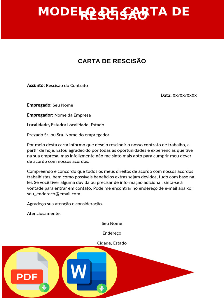 Modelo de Carta de Rescisão | PDF