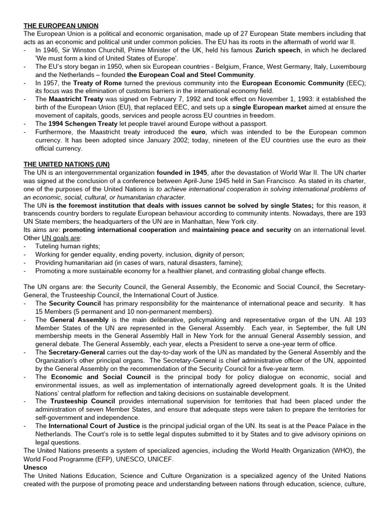 Overview of the Maastricht Treaty | PDF | European Union | United Nations