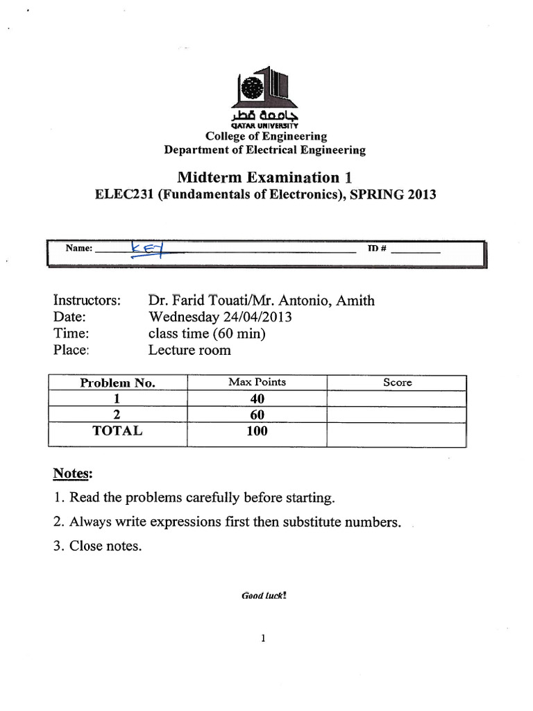 MT1 Spring 2013 | PDF