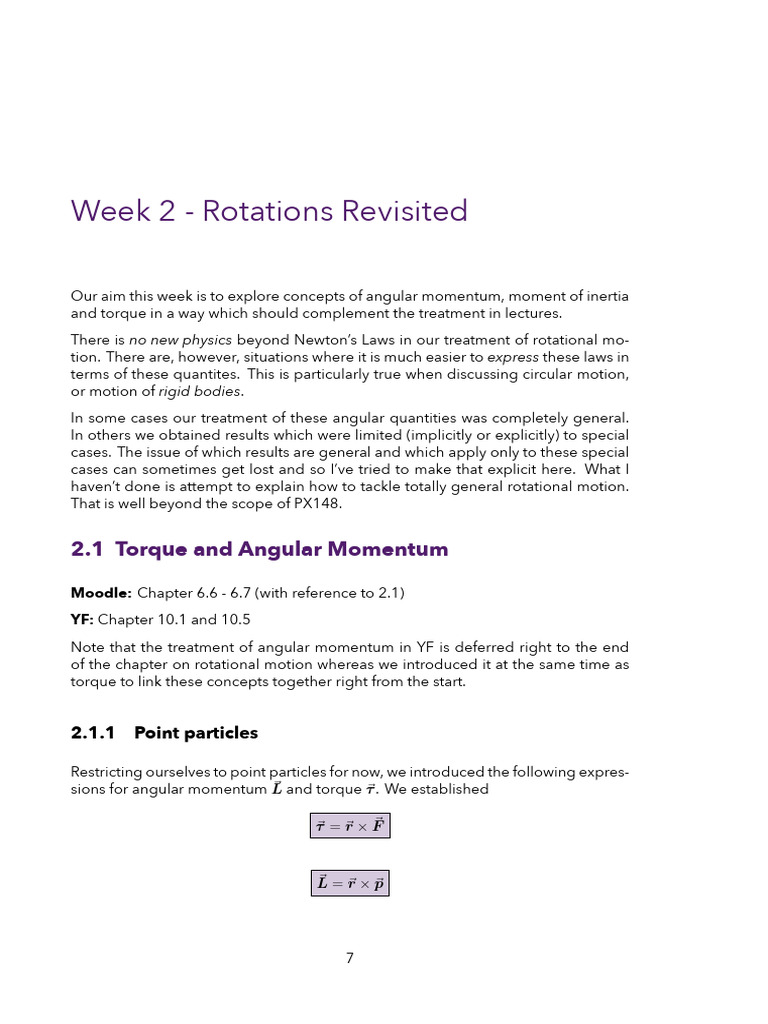PX148 Revision Week 6 | PDF | Rotation Around A Fixed Axis | Angular ...