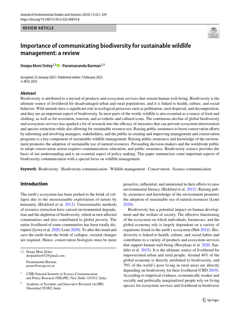 Communicating Biodiversity for Conservation | PDF | Conservation ...