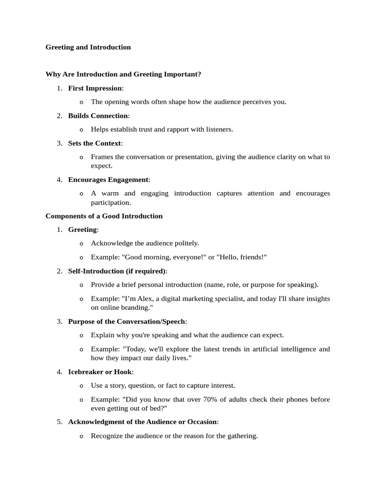 Crafting Effective Greetings and Introductions | PDF | Body Language ...