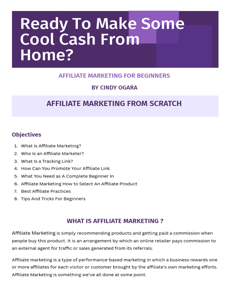 Affiliate Marketing Guide For Beginners Pdf Affiliate Marketing