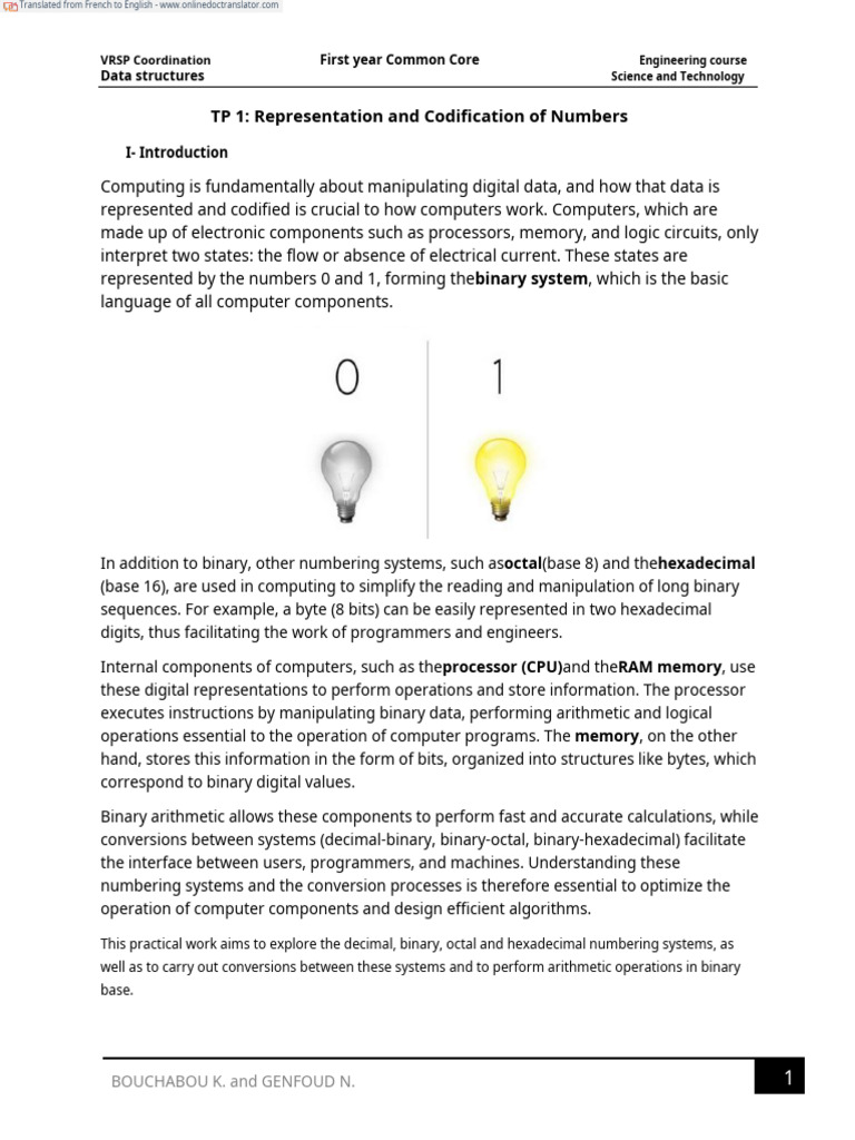 TP 1 Anglais | PDF | Byte | Division (Mathematics)