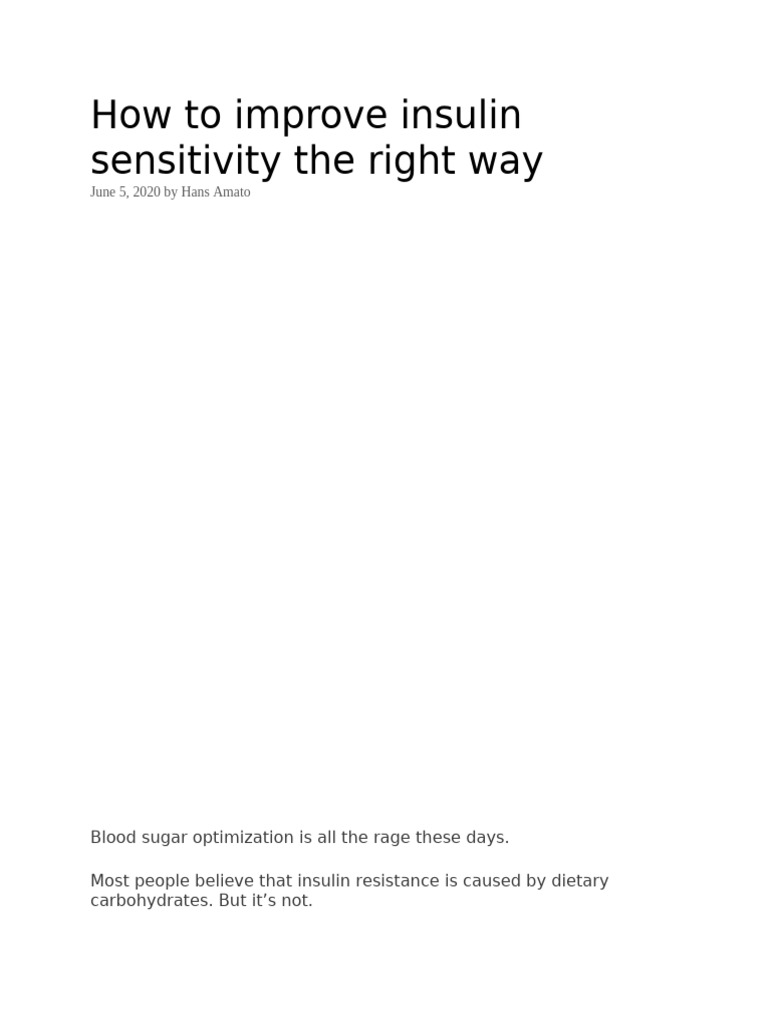 Improve Insulin Sensitivity | PDF | Insulin Resistance | Cortisol