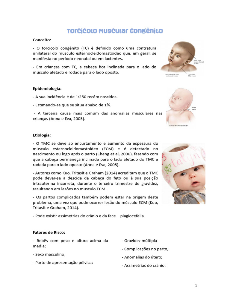 Torcicolo Muscular Congênito | PDF | Parto | Gravidez
