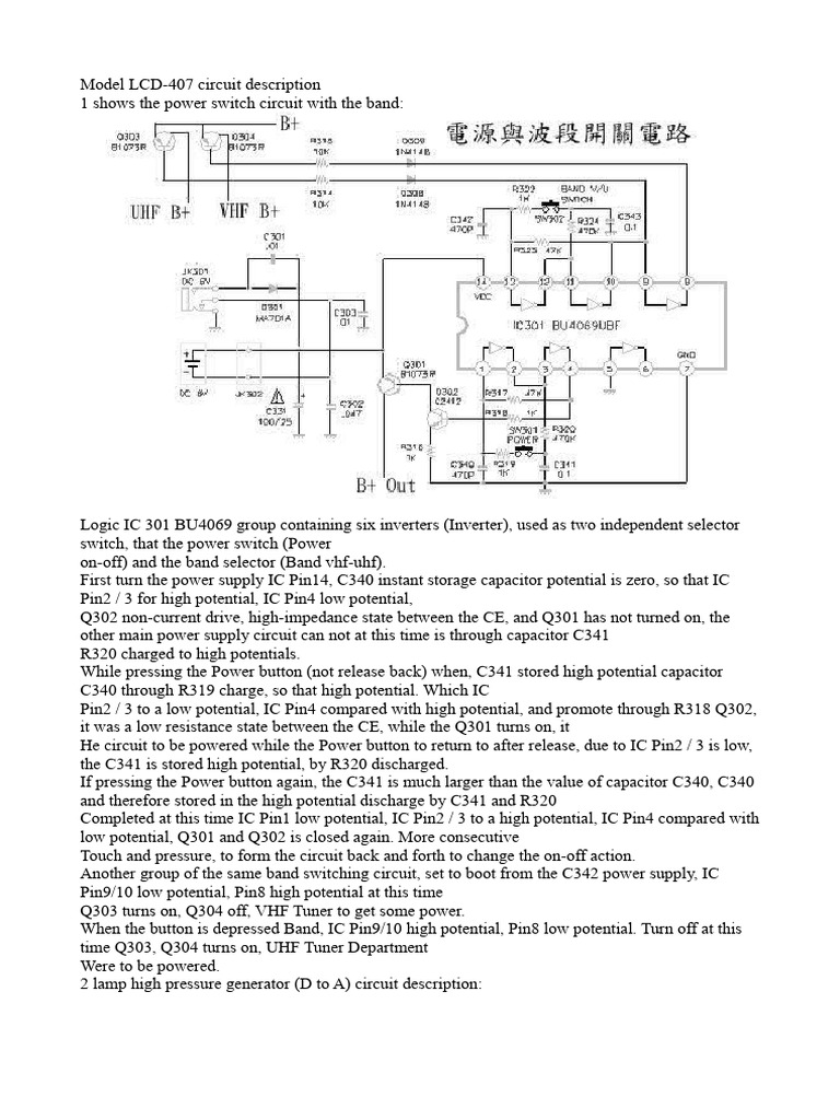 LCD-407 Circuit Description and Functions | PDF | Amplifier | Detector ...