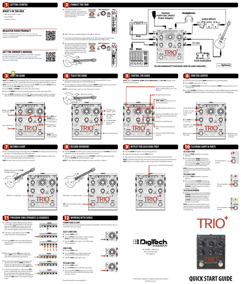 TRIO+ Quick Start Guide | PDF | Guitars | Music Technology